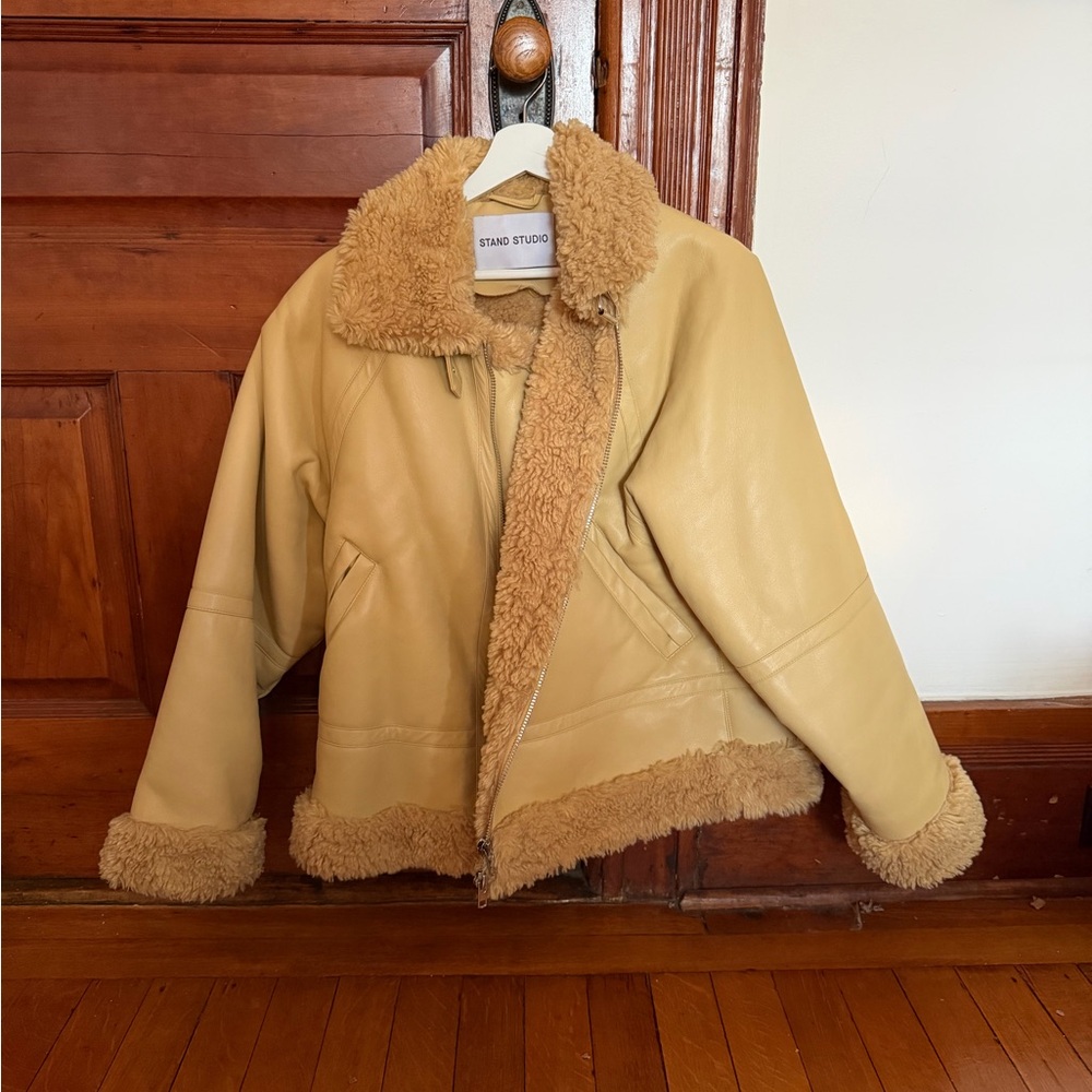 Stand Studio Tan Shearling Jacket - image 3
